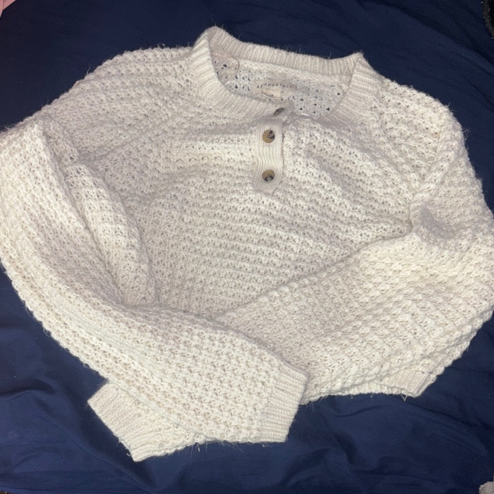 Aeropostale Cream Knit Crew Neck Sweater
